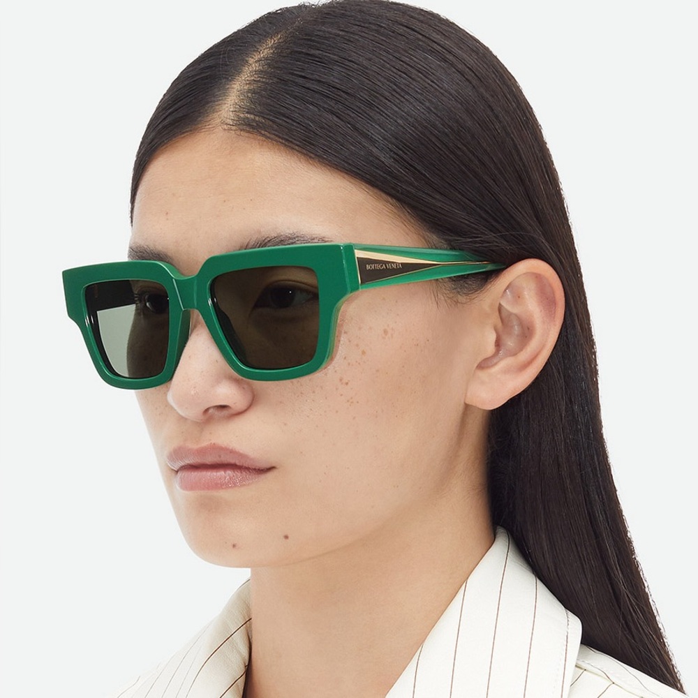 BOTTEGA VENETA Green Acetate BV1276S Square Frame Sunglasses